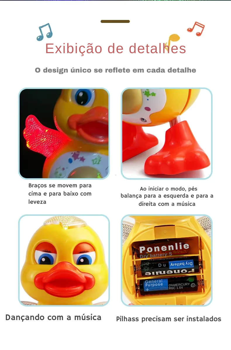 Pato Dançante de Natal com Luzes e Música – Presente Infantil Divertido - Paradigma Center
