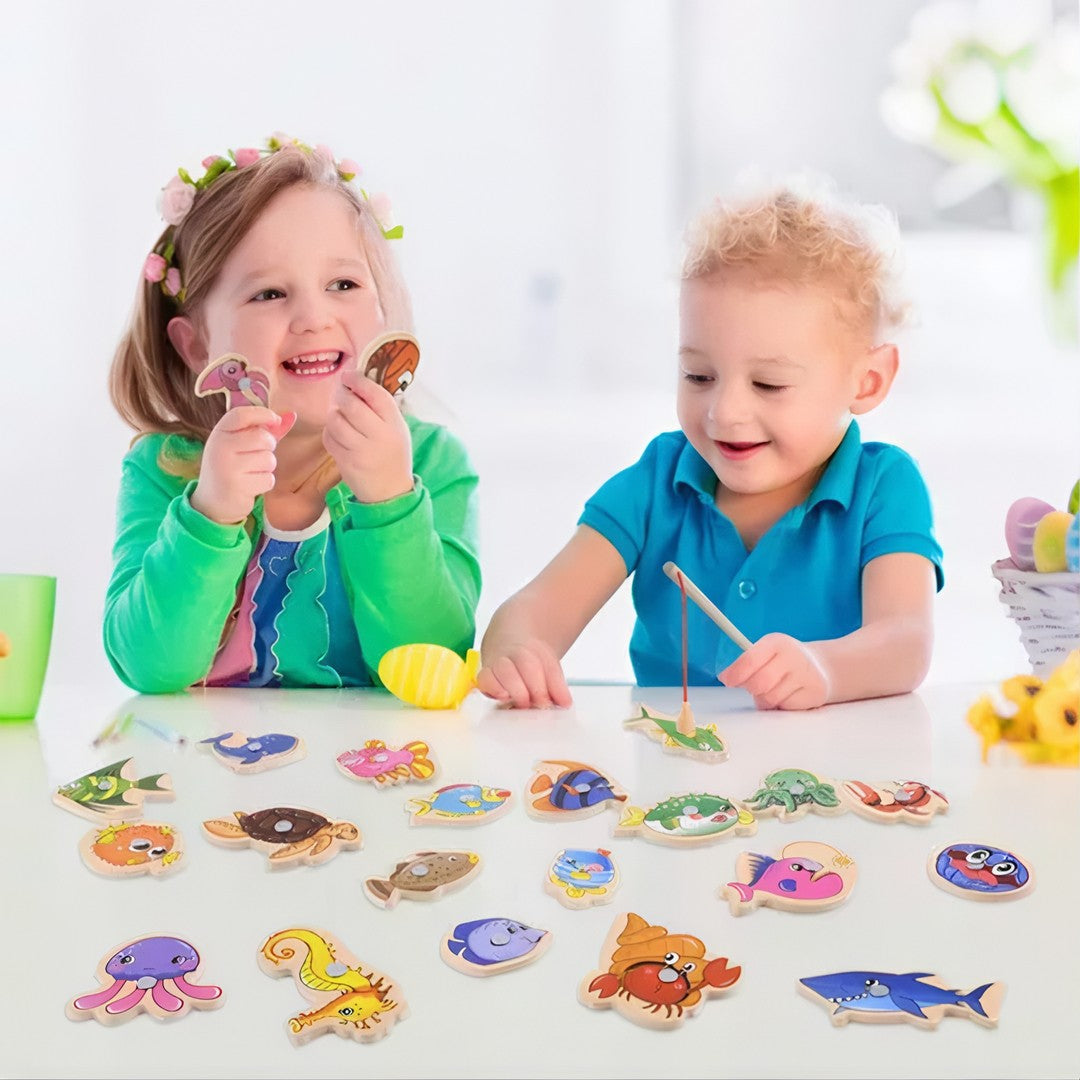 Pescaria Magnéticos infantil De Madeira - 33pçs