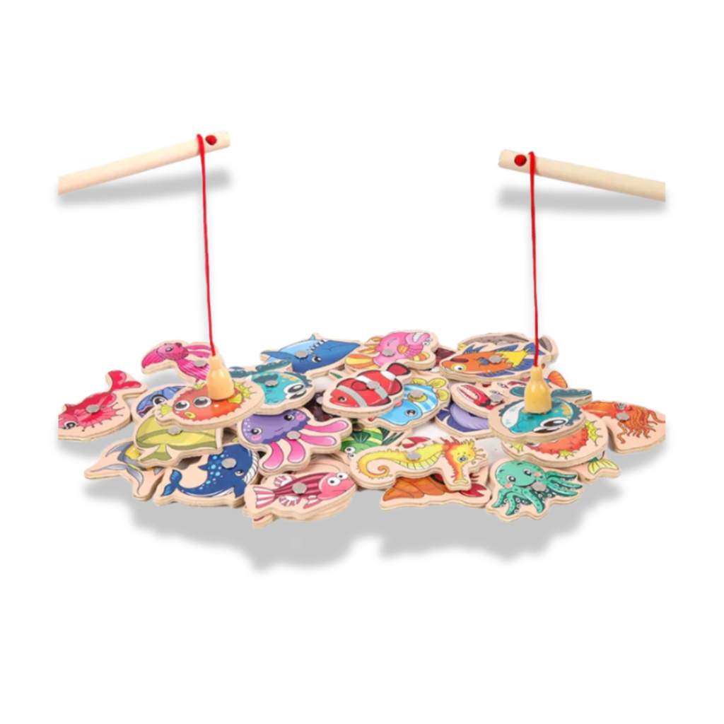 Pescaria Magnéticos infantil De Madeira - 33pçs